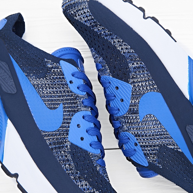Кроссовки Nike AIR MAX 90 ULTRA 2.0 FLYKNIT College Navy/Paramount Blue-White - Фото 2
