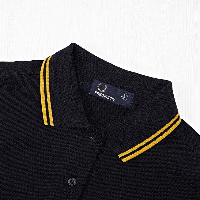 Поло Fred Perry TWIN TIPPED Black/Yellow - Фото 2